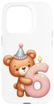 Coque pour iPhone 15 Pro Ours en peluche marron pour 6ème anniversaire