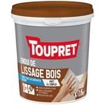 TOUPRET Enduit lissage bois en pâte - Intérieur et extérieur - 1,5 kg - Blanc