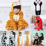 Unisex barn flanell onesie pyjamas, cosplay djur kostym en bit Halloween nattkläder nattkläder för pojkar flickor tiger Tiger 5-6 Years