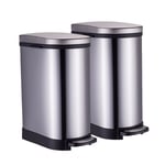 SOGA 2X Foot Pedal Stainless Steel Rubbish Recycling Garbage Waste Trash Bin 10L U - Kitchen Bins - RubbishBinU10LSSX2