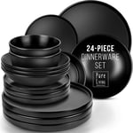 24  Piece  Black  Dinner  Sets  for  6  People -  Cool  Urban  Style  Stoneware