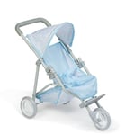 JC Toys Poussette Pliable à 3 Roues, pour poupées jusqu'à 45 cm, avec Panier et Capote, idéale pour Jouer et se Promener, Bleu avec décoration Florale, conçue par Berenguer, +3 Ans