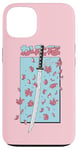 Coque pour iPhone 13 Katana Samurai Rose Fleur de Cerisier Sakura Japon Pastel Anime