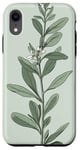 iPhone XR Leaves Botanical Plant Line Art Sage Green Wildflower Floral Case