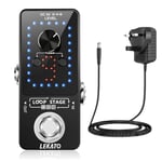 LEKATO 9 Slots Guitar Loop Pedal with Power Supply Guitar Loop Effect Pedal Electronic Looper Station Unlimited Overdubbed 40 Minutes Record Time for Electric Guitar Bass Keyboard