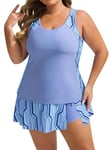 Hanna Nikole Maillot de Bain Grande Taille pour Femme, Ensemble Tankini à Volants avec Shorty