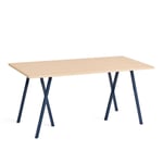 HAY - Loop Stand Table Deep blue powder coated steel frame L160 x W77,5 x H74 Clear lacquered oak tabletop Water-based lacquered oak edge - Matbord - Leif Jørgensen - Blå - Metall/Trä