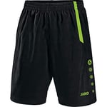 JAKO Short de Football pour Enfant, Taille 116, Noir/Vert Fluo