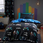 Catherine Lansfield Game Over Reversible Single Duvet Cover Set with Pillowcase Black