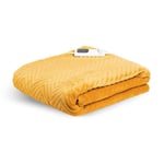 Dreamland Herringbone Pattern Mustard Heated Throw