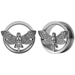 Vankula Ecarteur Oreilles 1 Paire Double Évasé Plug Tunnel Mite en Acier Inoxydable Piercing Bijoux pour Femmes Hommes 8mm(0G) Argent