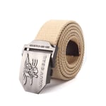 FDDSSYX Toile Ceinture,Ceinture en Toile Beige Militaire pour Hommes Et Femmes, Ceinture De Jeans À Boucle De Joint Marine, Ceinture Tactique De L'Armée pour Jeans, Pantalons De Travail, 100 Cm