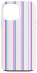 Coque pour iPhone 13 Pro Max Blanc Rose Bleu rayé Girly Esthétique Preppy Stripe