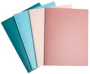 Exacompta - Réf. 86370E - Paquet de 4 Protège-documents Skandi - 30 pochettes grainées - 60 vues - pour A4 - dim 24 x 32 cm - couverture semi-rigide en polypro recyclé - 4 couleurs assorties