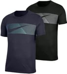 NIKE M NK Dry Superset SS LV 2.0 Short Sleeve Top, Homme L Blanc (Obsidian/Obsidian/White)