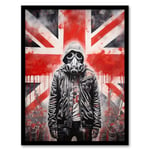 Artery8 Anarchy In The UK Gas Mask Riots British Flag Blood Dystopia Artwork Framed Wall Art Print A4