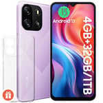 OSCAL Flat 1C Telephone Portable, 4GB+32GB/SD-1To, 6,52" IPS HD Écran, Smartphone Pas Cher Batterie 4700mAh, Android 13, Caméras 8MP+5MP, Smartphone Double SIM/Face ID/GPS/2Ans De Garantie - Violet