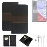 Wallet Case + headphones for TCL 40 SE Protective Cover Brown