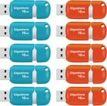 Lot de 10 Clé USB 16 Go, V10 Série, Clés Rétractables pour PC Ordinateur Portable MacBook, Compatible avec Windows Mac Linux, USB 2.0 Flash Drive Stockage, Mixte Couleur - Turquoise Rouge