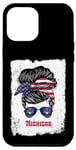 Coque pour iPhone 13 Pro Max Lunettes de soleil Michigan Girls Trip Messy Bun US Flag