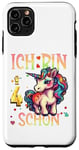 Coque pour iPhone 11 Pro Max Kinder ich bin schon 4 anniversaire licorne 4 ans fille