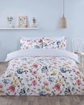 Rapport Home Floral Cottage Core Kingsize Duvet Cover Set with polka dots on reverse side, Emilia Kingsize Reversible Bedding Set