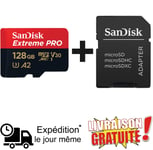 SanDisk Extreme Pro Micro SD Carte 128 Go Carte Mémoire + Adaptateur