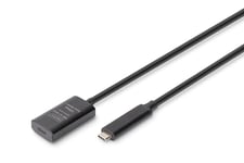 DIGITUS Câble d'extension USB actif - USB-C femelle vers USB-C mâle - 5 m - USB 3.2 Gen2-10 Gbit/s - Plug & Play - avec amplificateur de signal - Noir