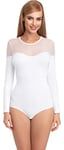 Merry Style Body Sexy Manches Longues sous-vêtements Lingerie Femme BD106 (Blanc, M)