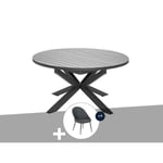 Table de jardin ronde en aluminium gris avec allonge papillon Palma et 6 chaises Fuerte Aventura - Jardiline