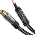 KabelDirekt – Cable optique Mini-TOSLINK – 1,5 m – tressé, avec protection du signal (câble audio Mini-TOSLINK à TOSLINK, câble numérique S/PDIF/pour barres de son, systèmes stéréo, Hi-Fi)