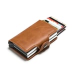 Creative Läder Pop-up Korthållare - Ljusbrun - TheMobileStore Korthållare och kreditkorthållare