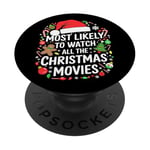 Pyjama de Noël le plus susceptible de regarder tous les films de Noël PopSockets PopGrip Adhésif