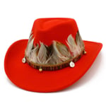 Ylellinen metallivyö Western Cowboy -hattu Miesten herrat Naiset Jazz Cowboy -hattu nahalla Leveälierinen Cloche Church Sombrero Cowgirl