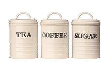 Premier Housewares Sketch Tea/Coffee/Sugar Canisters - Set of 3, Cream