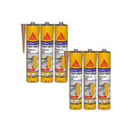 Lot de 6 mastics colles multi-usages SIKA Sikaflex 11 FC Purform - Beige - 300 ml