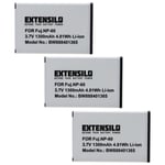 EXTENSILO 3x Batterie compatible avec Traveler DC-5300, DC-5390, DC-6300, DV-5000, DV-5070 appareil photo, reflex numérique (1300mAh, 3,7V, Li-ion)