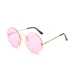 ZZOW Fashion Unique Nose Ring Round Sunglasses Women Vintage Rimless Clear Ocean Lens Eyewear Men Sun Glasses Shades Uv400