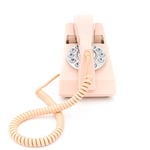 GPO Trim Phone, Push Button Retro Landline Corded Telephone, Authentic Bell Ring for Home, Hotels- (Carnation Pink)
