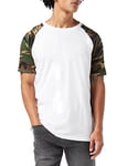 Urban Classics Men's Raglan Contrast Tee T-Shirt, White/woodcamo, L