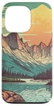 Coque pour iPhone 13 Pro Rocky Mountain Lake Vintage Paysage graphique