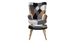 Fauteuil fixe + repose pieds LIMA patchwork