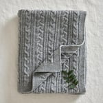 Jack o Juno knitted merino wool blanket - light grey