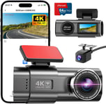 Dashcam Voiture 4K+1080P, Dash Cam avec écran IPS 1.47"", WiFi & App, Camera Voiture Grand Angle 170°, Vision Nocturne, Carte SD 64 G, WDR, G-Capteur, 24H Mode Stationnement, Enregistrement en Boucle