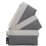 GUIMIYHY Lot de 3 paniers de rangement pliables en tissu avec poignées pour armoire, vêtements, jouets, serviettes, etc. 40 x 30 x 20 cm, gris et blanc