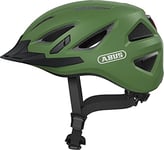 ABUS Urban-I 3.0 Casque Vélo Urbain - Casque de Vélo Moderne avec Lumière Arrière et Visière pour Circulation en Ville - Unisexe - Vert, Taille M