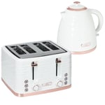 HOMCOM Kettle and Toaster Sets, 3000W 1.7L Rapid Boil Kettle & 4 Slice Toaster with 7 Browning Controls, Defrost, Reheat and Crumb Tray, Otter Thermostat, Cream White