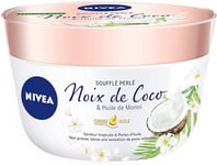 NIVEA Baume Corps Soufflé Perlé (1 x 200 ml), soin corps hydratation 24 h, baume hydratant à l'huile de monoï et au parfum tropical de noix de coco