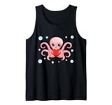 Octopus With Heart Balloons Valentines Day Octopus Tank Top