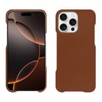 Coque cuir Apple iPhone 16 Pro - Coque arrière - Marron - Cuir lisse - Neuf